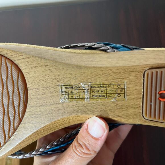 Vionic RAMBA Wedge Heel Metallic Braid Sandals Sz 11 Orthaheel Arch Support - Picture 7 of 8